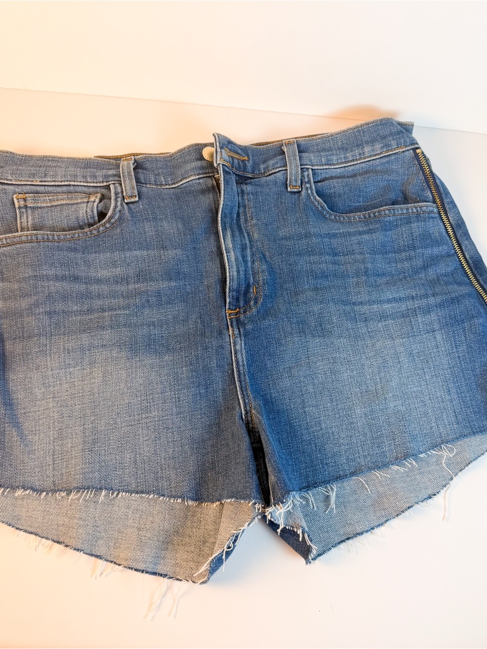 L'AGENCE Blue Raw-Hem Denim Cutoff Shorts